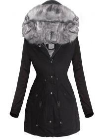 CHAQUETA PARKA MARJORY negra con pelaje gris