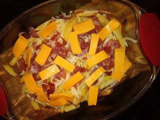 PATATAS CON JAMÓN Y QUESO AL HORNO