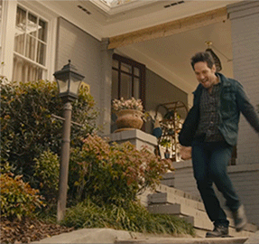 paul rudd stairs happy