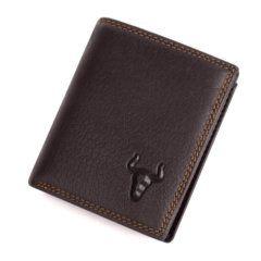 ¿Qué es Cuero PU y el Cuero Genuino? ¿Cuál es mejor? Foto de presentación de billetera vertical clásica trifold slim en color café