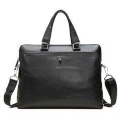 ¿Qué es Cuero PU y el Cuero Genuino? ¿Cuál es mejor? Foto de presentación de maletín clásico urbano ejecutivo de cuero natural en color negro