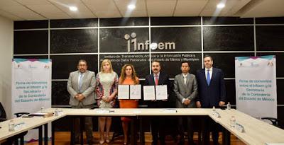 FIRMAN CONVENIOS CONTRALORÍA E INFOEM PARA FOMENTAR LA TRANSPARENCIA Y LA CERTIFICACIÓN DE CONFIANZA EN SERVIDORES PÚBLICOS