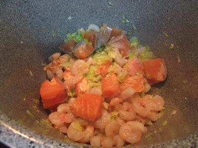 Quiche de gambas y salmón olla GM