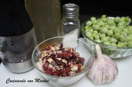 Guisantes salteados con jamón Guisantes salteados con jamón