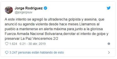 Intento de golpe de Estado militar en Venezuela bajo órdenes de Leopoldo López y Juan Guaidó