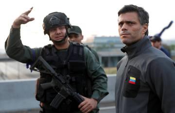 El opositor Leopoldo López, en la base de La Carlota el 30 de abril de 2019, Caracas.