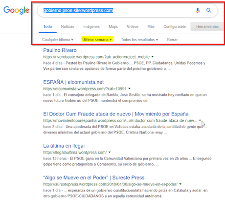 Buscar en Blogs rápido con Google Dorks