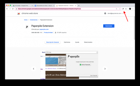 Instalando la extensión de Paperpile en Chrome.