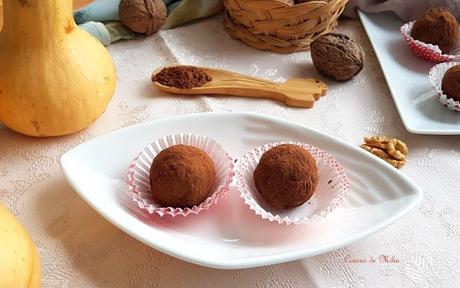 Trufas de calabaza y nueces con especies del Comercio Justo