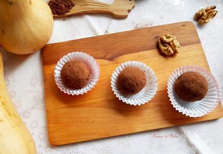 Trufas de calabaza y nueces con especies del Comercio Justo