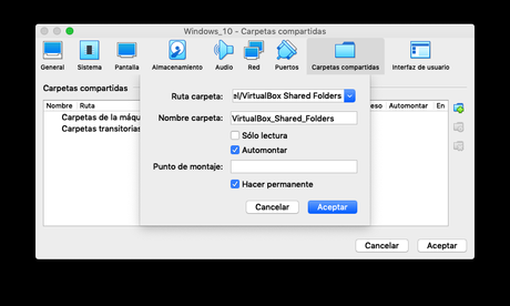 Intercambiar archivos en VirtualBox