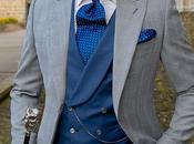 Chaqué novio príncipe gales gris azul