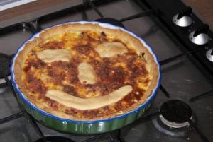 Quiche de persimón, queso y champiñones