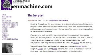 post blogero despues de muerto Derek K. Miller