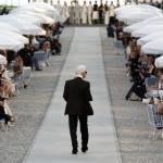 Lagerfeld walks on the runway during 2011-2012 Cruise collection show at the Cap d'Antibes on the French Riviera