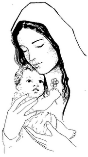 IMÁGENES PARA COLOREAR: LA VIRGEN MARÍA Y EL NIIÑO JESÚS
