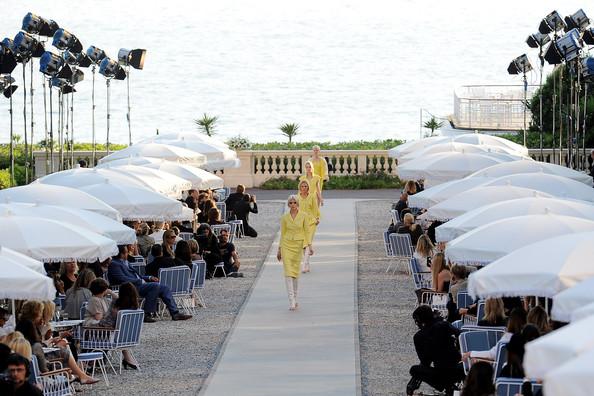 A general view as models walk the runway during the Chanel Collection Croisiere Show 2011-12 at the Hotel du Cap on May 9, 2011 in Cap d'Antibes, France.