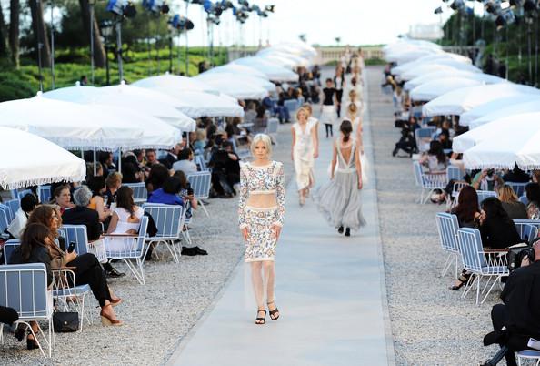 Models walk the runway during the Chanel Collection Croisiere Show 2011-12 at the Hotel du Cap on May 9, 2011 in Cap d'Antibes, France.