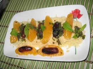 Ensalada mozárabe de cous-cous con naranja, dátiles y menta. NarSafor y Dismuco