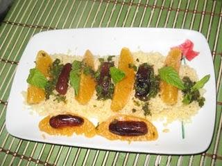 Ensalada mozárabe de cous-cous con naranja, dátiles y menta. NarSafor y Dismuco