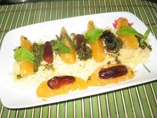Ensalada mozárabe de cous-cous con naranja, dátiles y menta. NarSafor y Dismuco