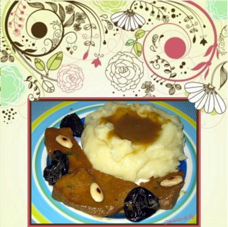 Seitán con ciruelas pasas y almendras