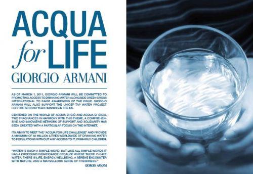 Colaborando con Armani en la operación “Acqua for Life”