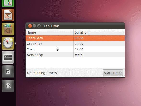 Lindo e ingenioso – applet Tea Time (temporizador) para Unity Launcher (Linux)