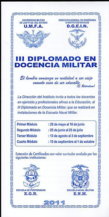 Módulo Evaluación y Gestión Educativa - III Diplomado en Docencia Militar - Universidad Militar de las FF.AA del Estado UMFA y la Dirección de Enseñanza e Institutos Navales del Estado Plurinacional de Bolivia - 2011