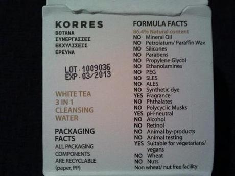 White Tea 3 in 1 Cleansing Water de Korres by Zerchi Review Zerchi3