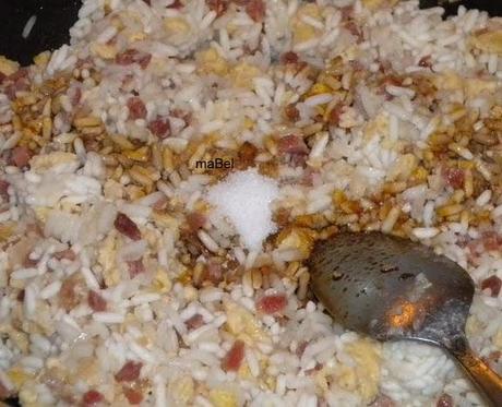 Arroz chaufan de cecina y pollo