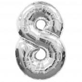 Giant Silver Number 8 Uninflated Foil Balloon