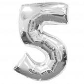 Giant Silver Number 5 Uninflated Foil Balloon