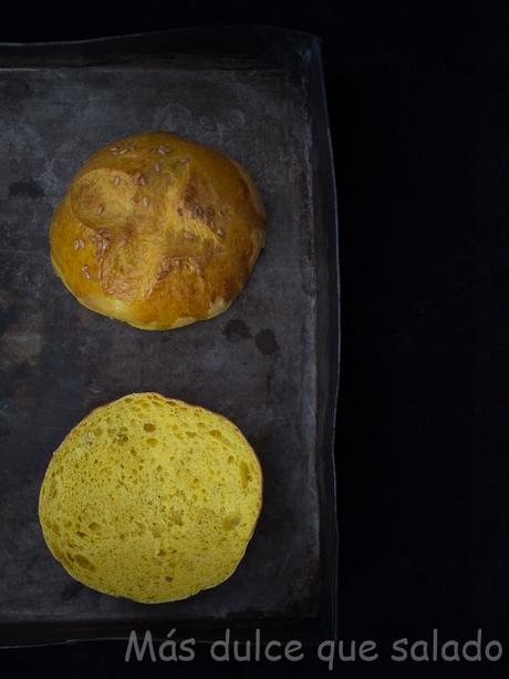 Pan de cúrcuma para hamburguesas. Receta con y sin Thermomix
