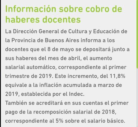 Información para los docentes de la Provincia de Buenos Aires. Salarios de Abril