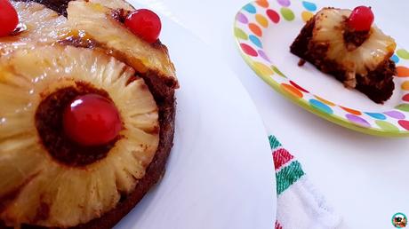 Tarta invertida de piña y chocolate Tarta invertida de piña y chocolate