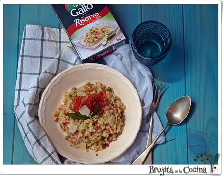 Risotto de guisantes con jamón