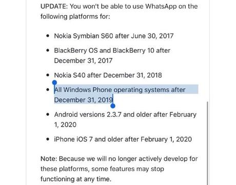 Windows Phone no contará más con soporte de WhatsApp Windows Phone no contará más con soporte de WhatsApp