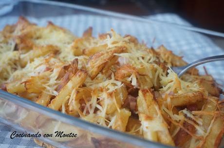 Patatas con queso y bacon al estilo Foster Patatas con queso y bacon al estilo Foster