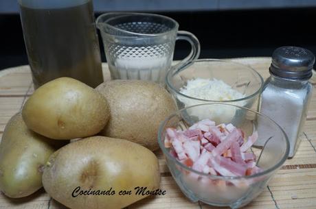 Patatas con queso y bacon al estilo Foster Patatas con queso y bacon al estilo Foster