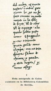 Nota autógrafa de Colón