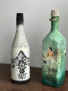 Decora tus botellas de vidrio recicladas con servilletas de decoupage
