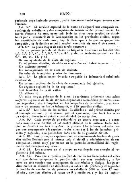 175 años de la creación de la Guardia Civil por SMC Isabel II: Real Decreto 28 de marzo de 1844 (normativa  original)