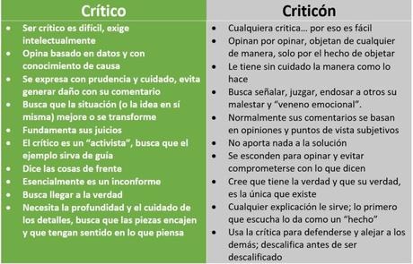 La diferencia entre ser crítico y ser criticón