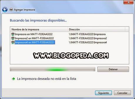 impresoras detectadas impresora en red