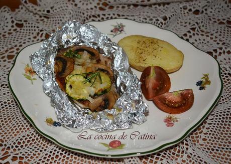 Chuletas de cerdo en papillote