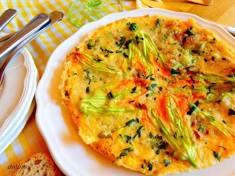 Frittata con flores de calabacín Frittata con flores de calabacín