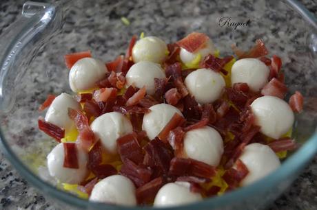 Arroz con cúrcuma jamón y mozarella gratinado al horno