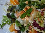 Ensalada remolacha naranja, queso cabra avellanas