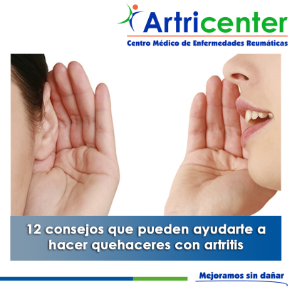 Artricenter: 12 consejos que pueden ayudarte a hacer quehaceres con artritis. Artricenter: 12 consejos que pueden ayudarte a hacer quehaceres con artritis.